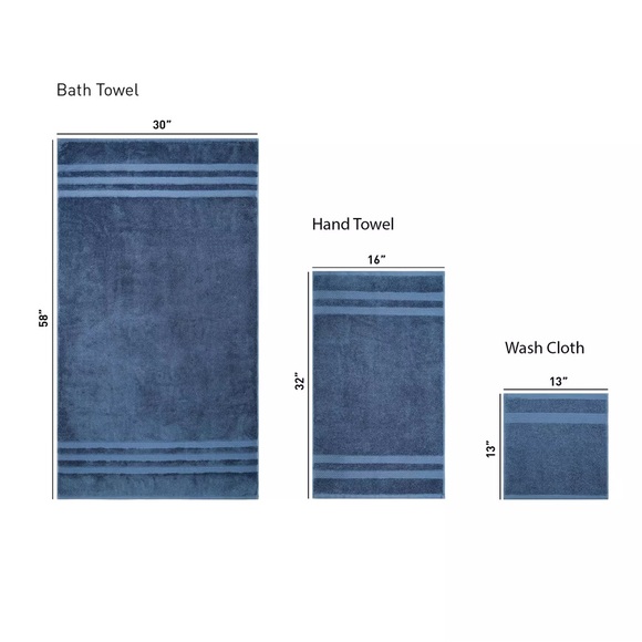 NEW Member's Mark Hotel Premier Towel Set- Indigo (Partial Set) - Picture 3 of 12